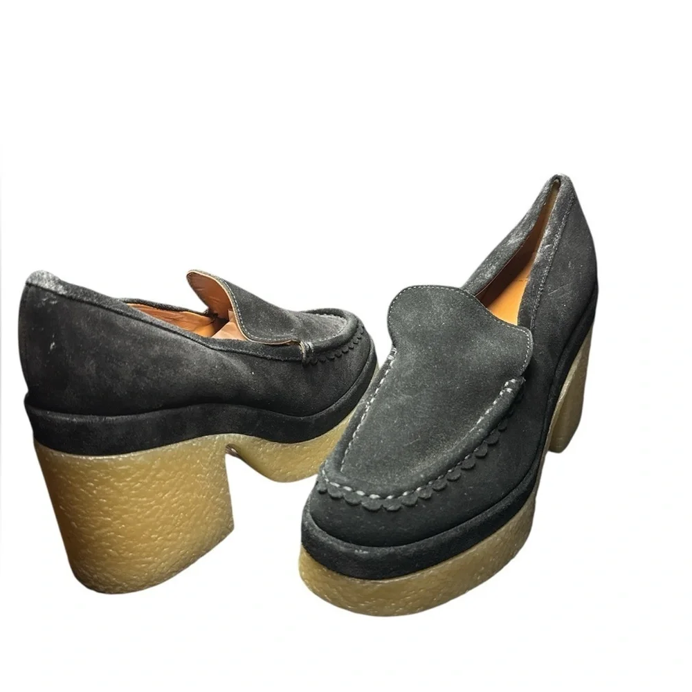 Stylish Black Suede Women's Platform Loafers